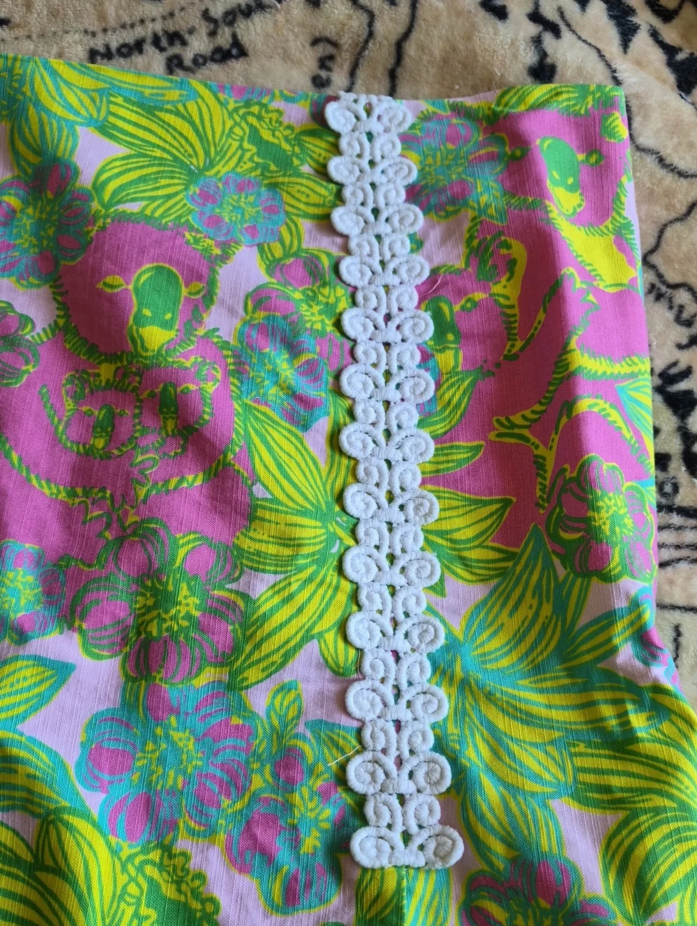 Lilly Pulitzer Originals Koala Print Skirt Size 12 Pink Green Lace Trim